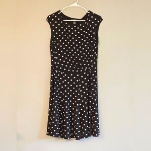 LAUREN by Ralph Lauren Navy Polka Dot Dress with boat neck in 12P